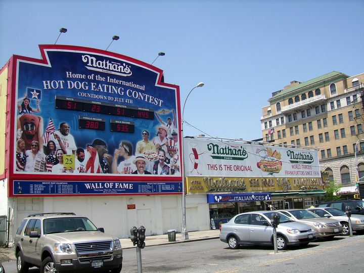 Nathan's Famous hot dog stand at Coney Island, New York