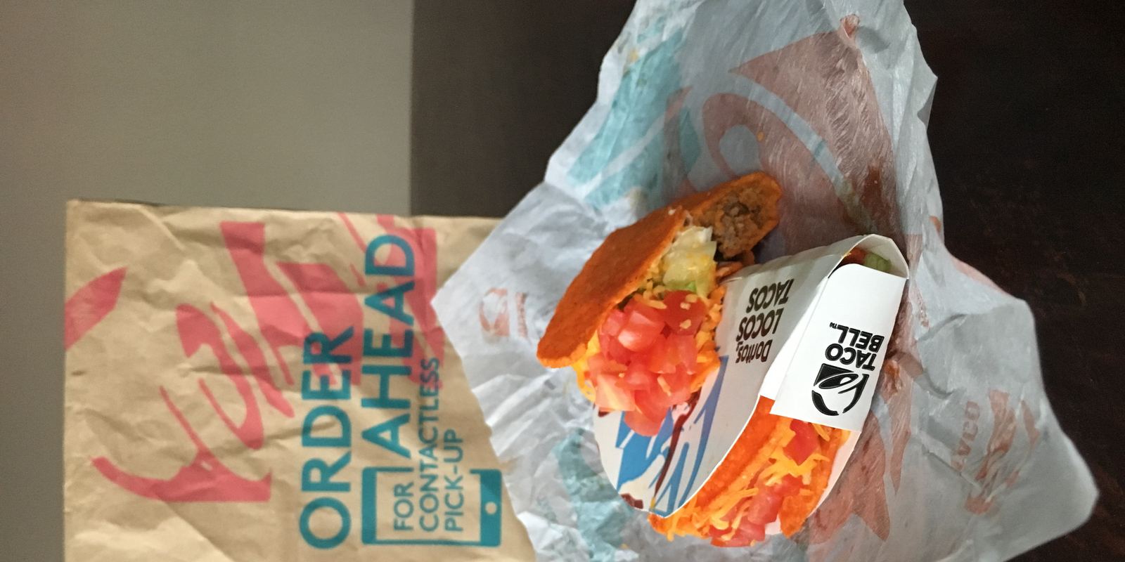 Hard-shell tacos on a tray